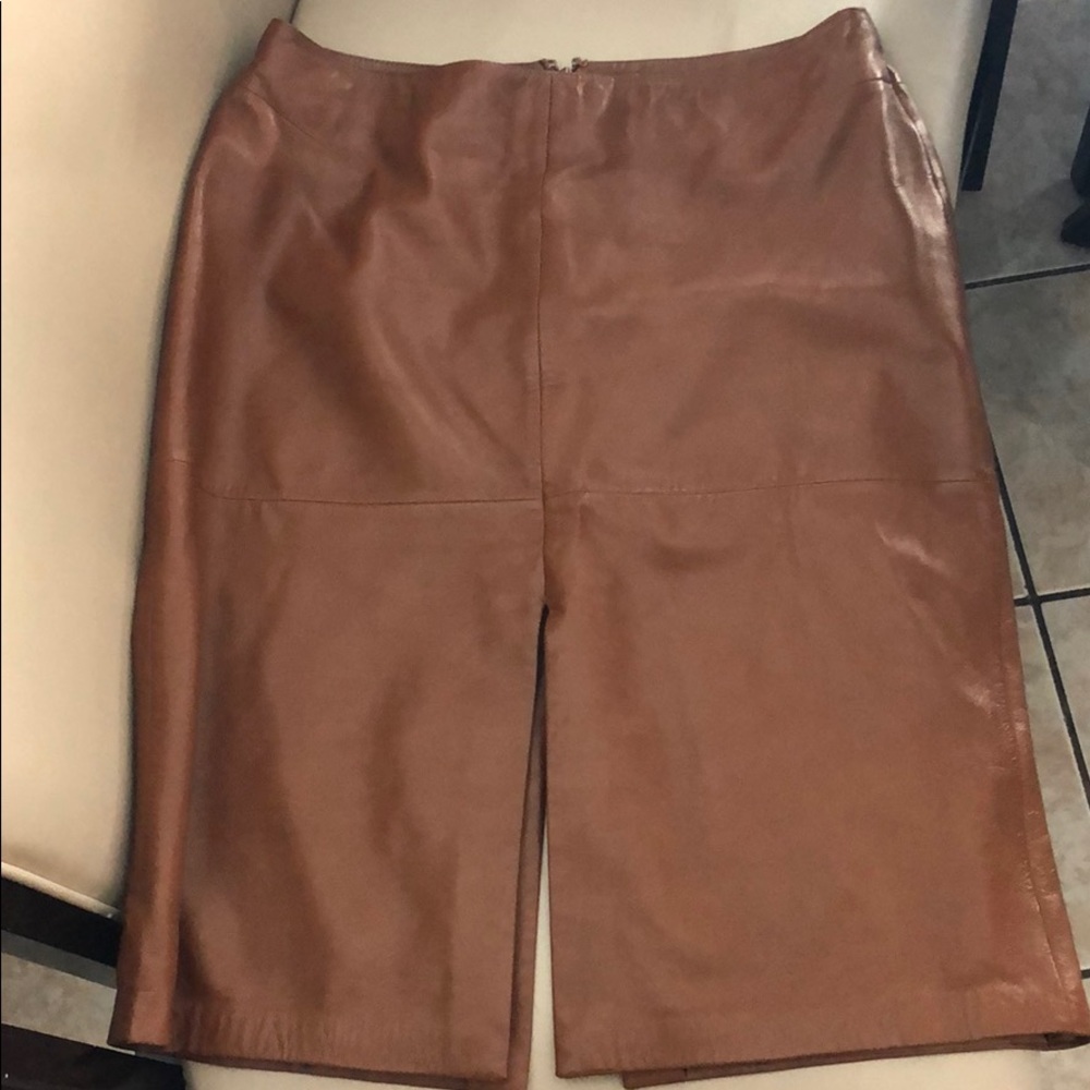 100% Genuine leather peanut butter color skirt